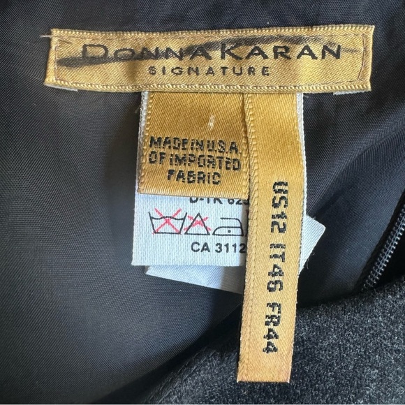 DONNA KARAN SIGNATURE Wool Flannel Sleeveless Sheath Midi Dress Charcoal Grey 12 - Picture 2 of 16